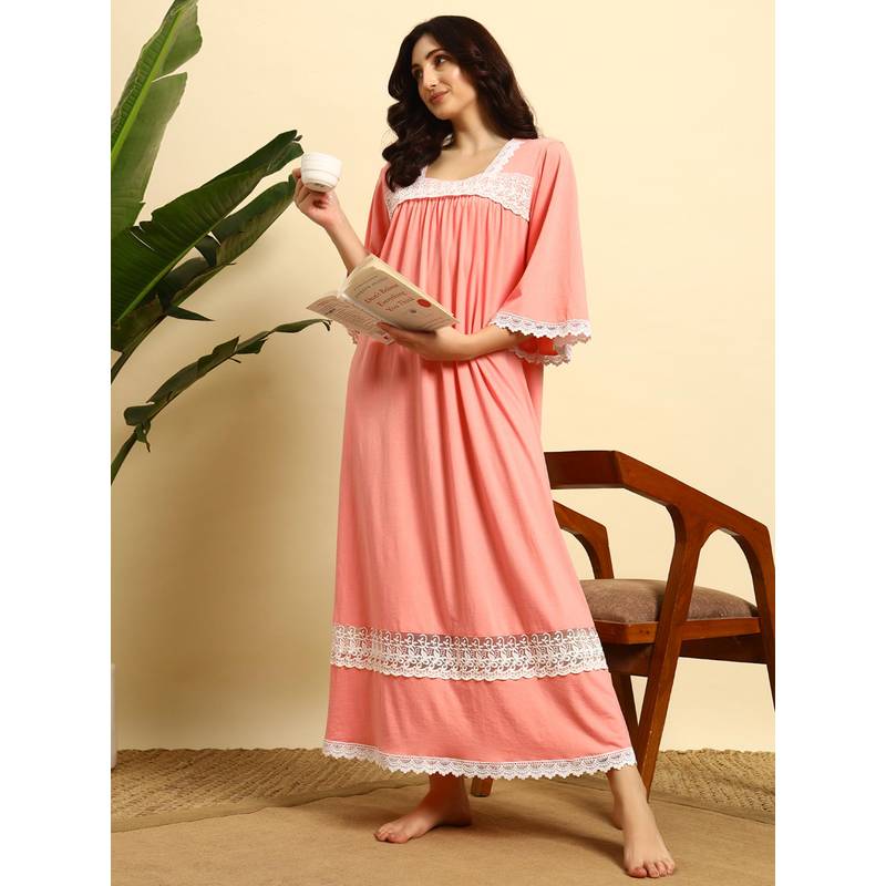 SEPHANI Peach Solid Nighty (2XL)