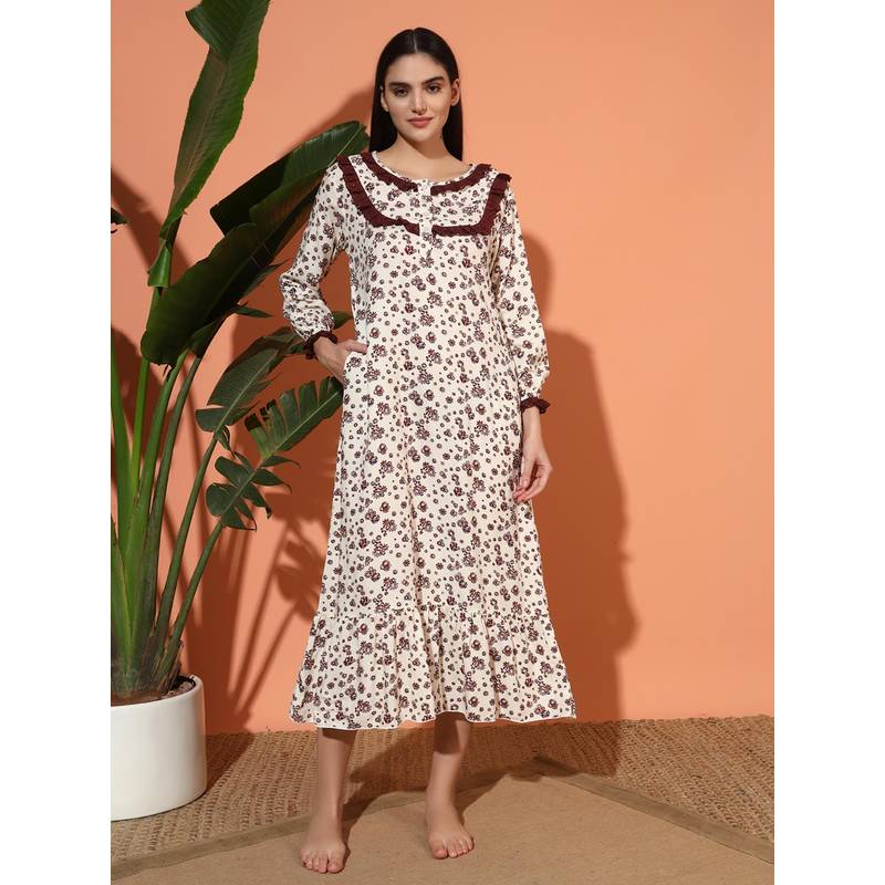 SEPHANI Brown Floral Nighty (2XL)