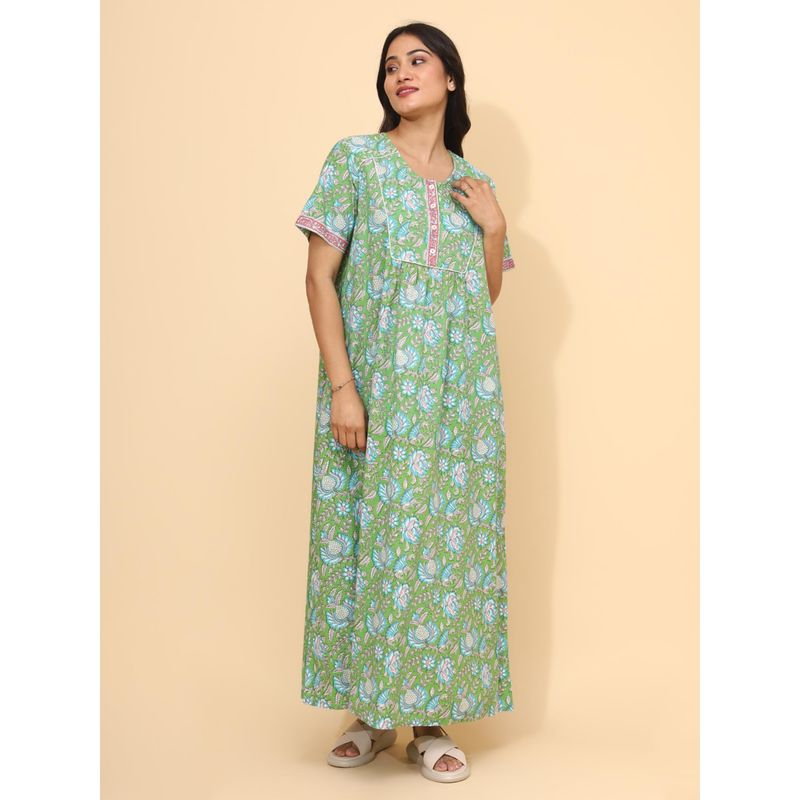 YELLOW BLOOM Aqua Jaal Nightdress (M)