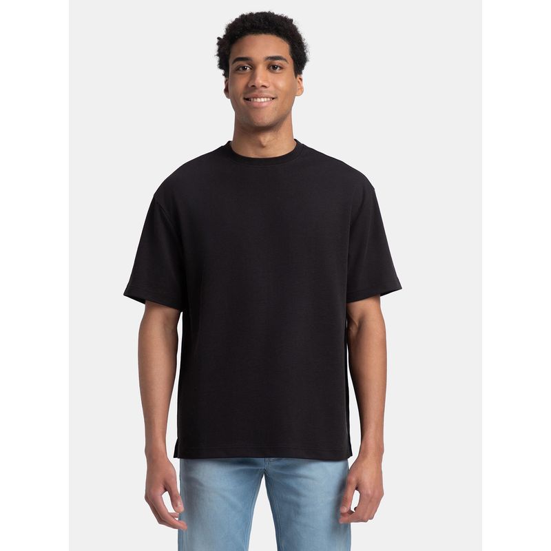 Jockey UM23 Men Super Combed Cotton Oversized T-Shirt with StayFresh Treatment-Black (XL)