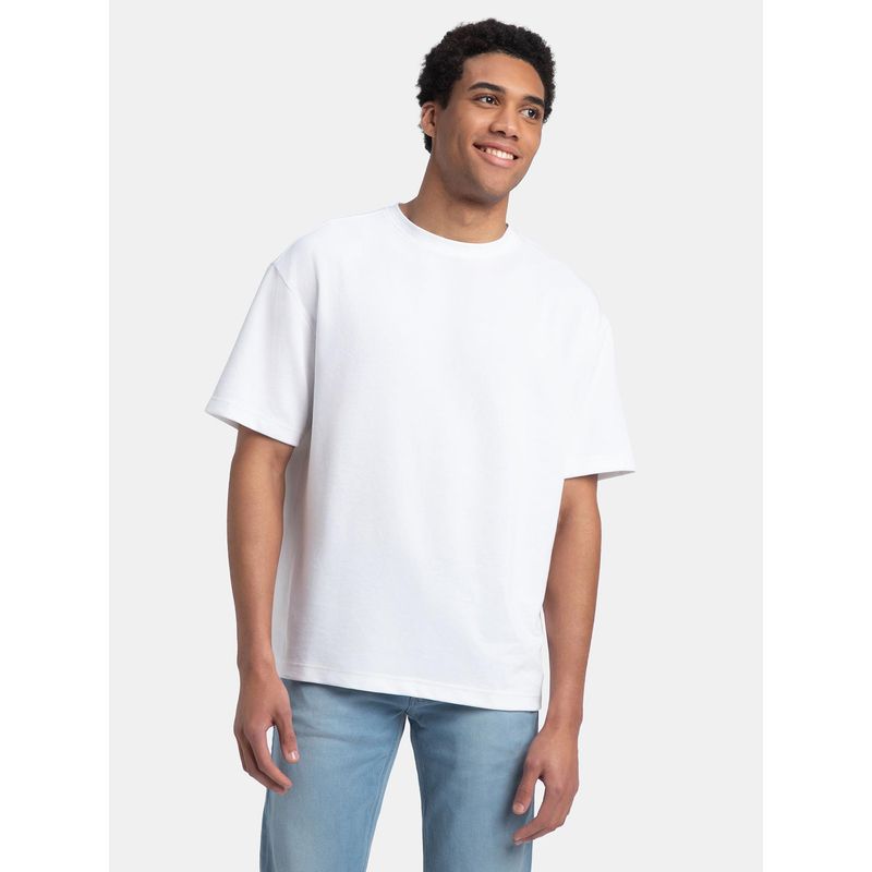 Jockey UM23 Men Super Combed Cotton Oversized T-Shirt with StayFresh Treatment-White (M)