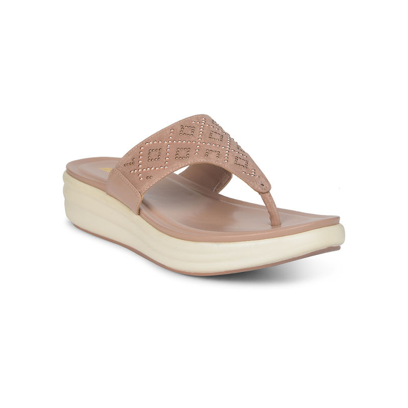 Bata Women Casual Peach Slip-On Sandals (UK 5)