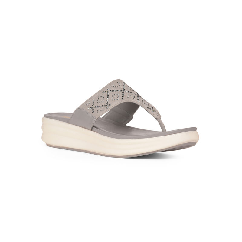 Bata Women Casual Grey Slip-On Sandals (UK 6)
