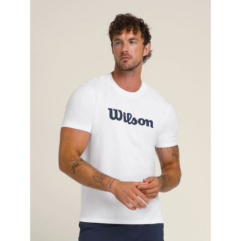 Wilson Men White Logo Half Sleeves Regular Fit T-shirt (M)