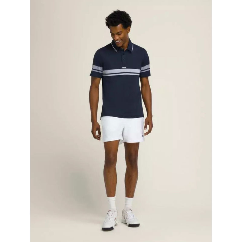 Wilson Men Navy Blue Stripes Polo T-shirt (XL)