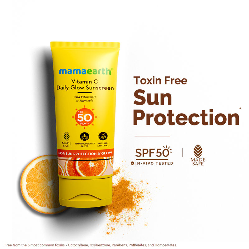Mamaearth Vitamin C Daily Glow Sunscreen With Vit C & Turmeric For Tan Protect... - In-Vivo tested