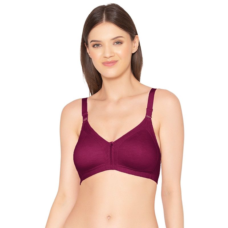 Groversons Paris Beauty Women'S Non-Padded Supima Cotton Spacer And Minimiser Bra - Wine (34C)