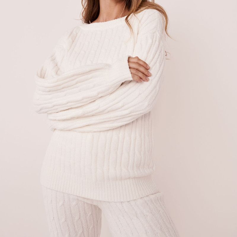 La Vie En Rose Cable-knit Chenille Sweater (L)