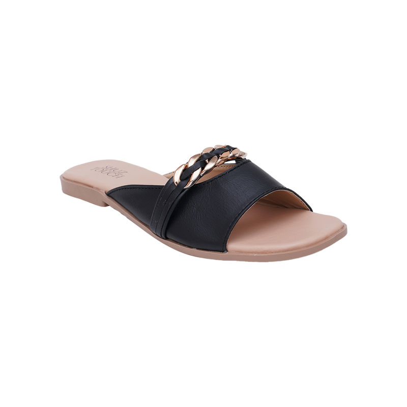 SHUZ TOUCH Black Chain Detail Flats Buy SHUZ TOUCH Black Chain Detail Flats Online at Best