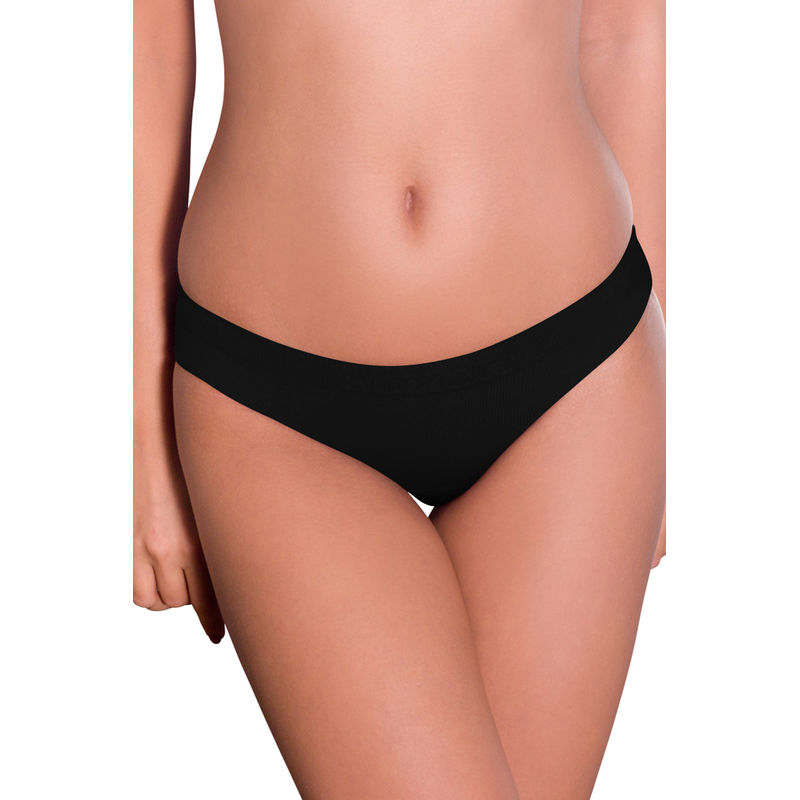 Amante Vanish No-Show Low-Rise Bikini Panty - Black (XL)