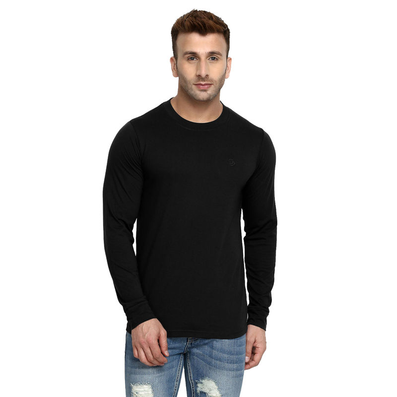 CHKOKKO Black Round Neck T-Shirt (XL)