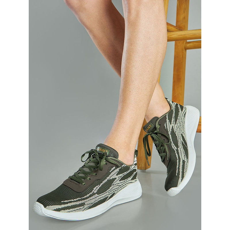 AVANT Mens Dual Tone Knitted Walking Shoes - Olive (UK 6)