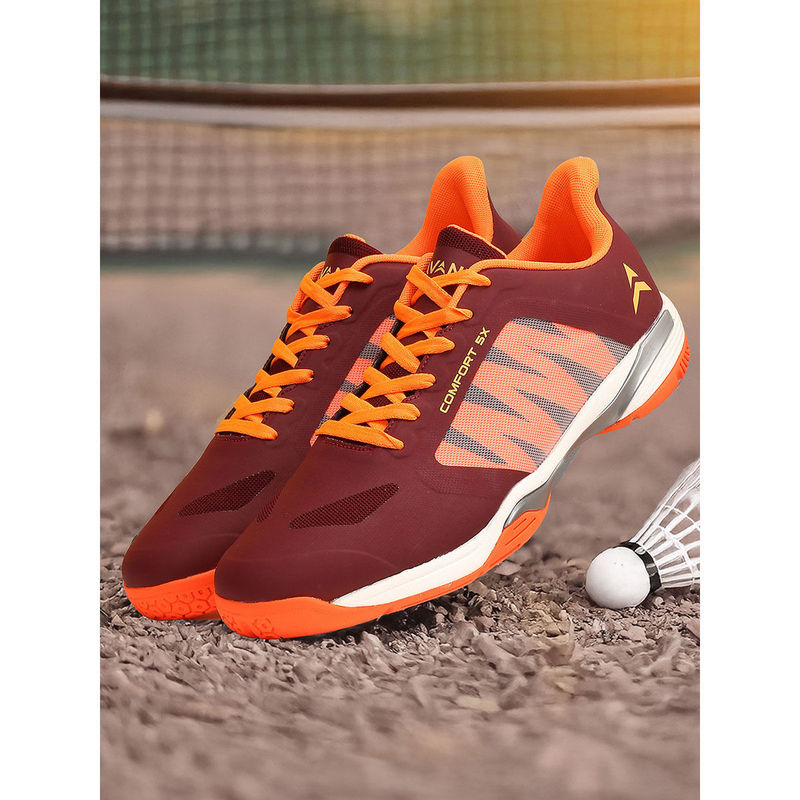 AVANT Mens Dynamo Badminton Shoes - Maroon & Orange (UK 10)