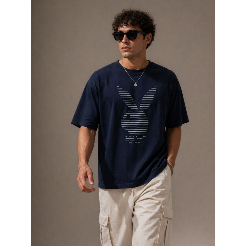 Buy The Fit Theory Men Navy Blue Oversized T-Shirt Online