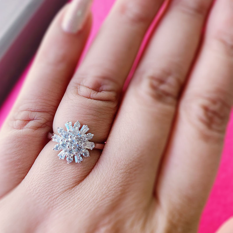 Ornate Jewels Aaa American Diamond Cubic Zirconia Double Petal Gift A Flower Ring For Women - 1379