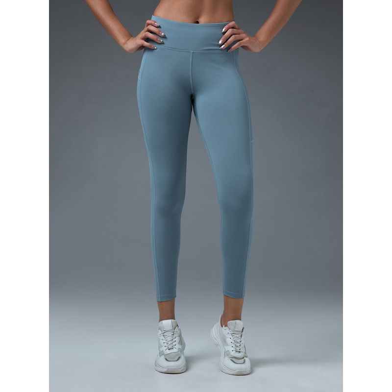 Technosport Blue Women Polyester Solid Skinny Fit Sports Tights (S)