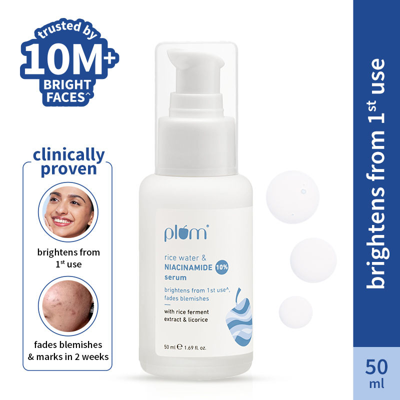 Plum 10% Niacinamide Brightening Face Serum With Rice Water, Fades Acne Marks, For Oily To Dry Skin