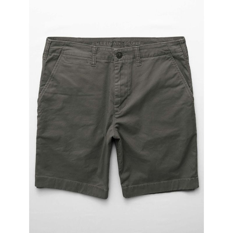 American Eagle Men Grey 9 Flex Lived-In Khaki Short (28)