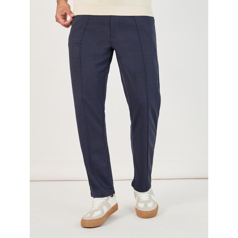 Styli Men Solid Slim Fit Smart Trousers with Pin Tuck (32)