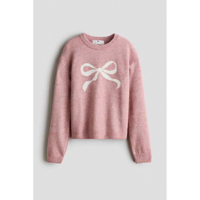 H&M Girls Pink Loose-Fit Motif-Detail Jumper (8-10 Years)