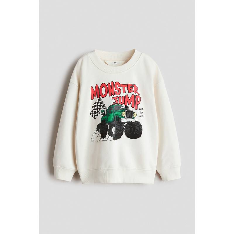 H&M Boys White Printed Sweatshirt (1.5-2 Years)
