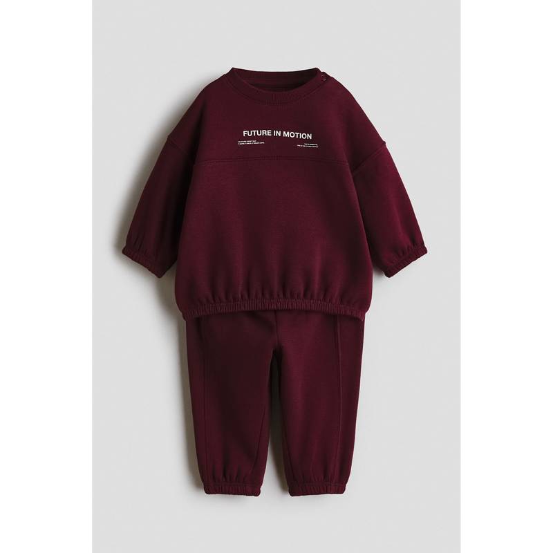 H&M Boys Maroon 2-Piece Sweatshirt And Joggers (4-6 Months)