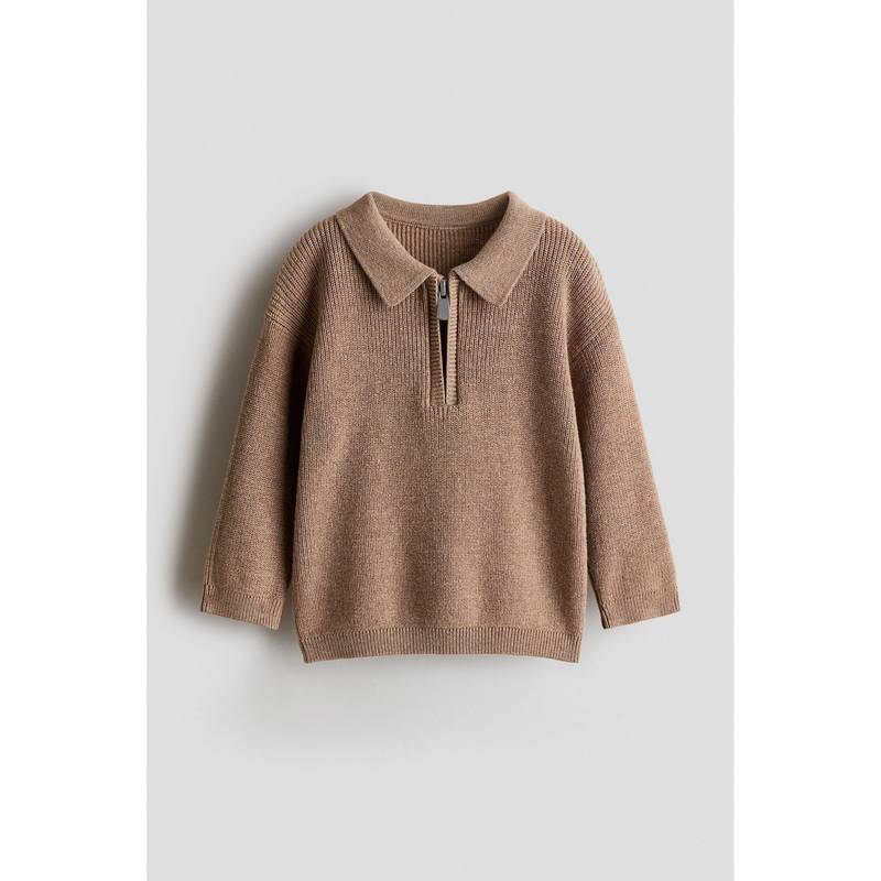 H&M Boys Beige Cotton-Knit Polo Neck Jumper (4-6 Months)
