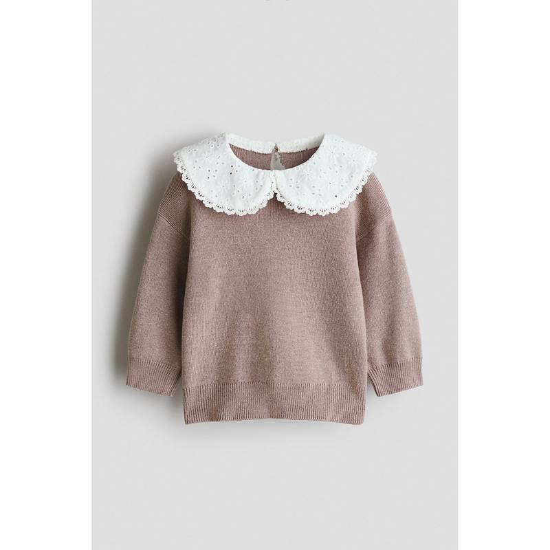 H&M Girls Brown Peter Pan-Collared Jumper (4-6 Months)