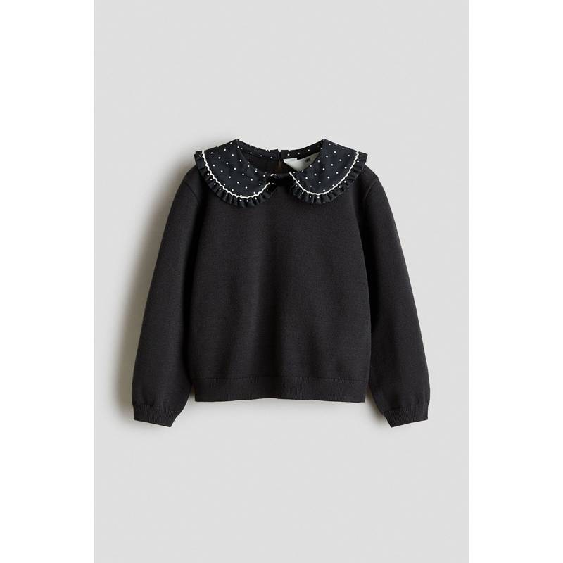 H&M Girls Black Peter Pan-Collared Jumper (1.5-2 Years)