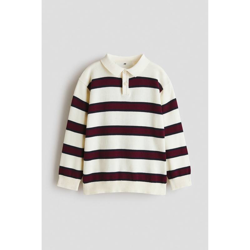 H&M Boys White Cotton Polo Collar Jumper (1.5-2 Years)