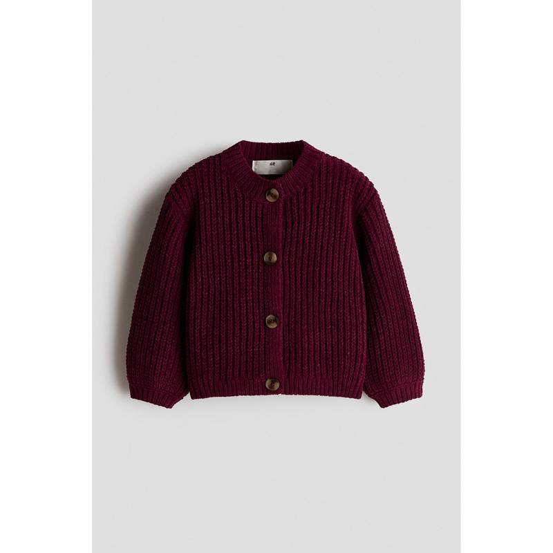 H&M Girls Red Chenille-Knit Cardigan (1.5-2 Years)