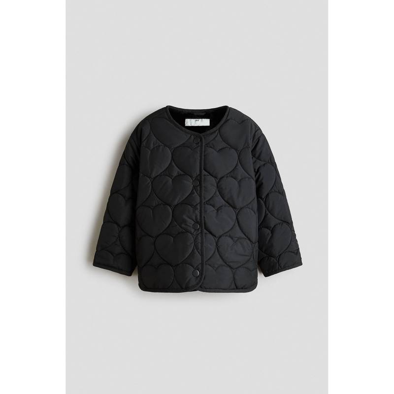 H&M Girls Black Pile-Lined Quilted Jacket (1.5-2 Years)