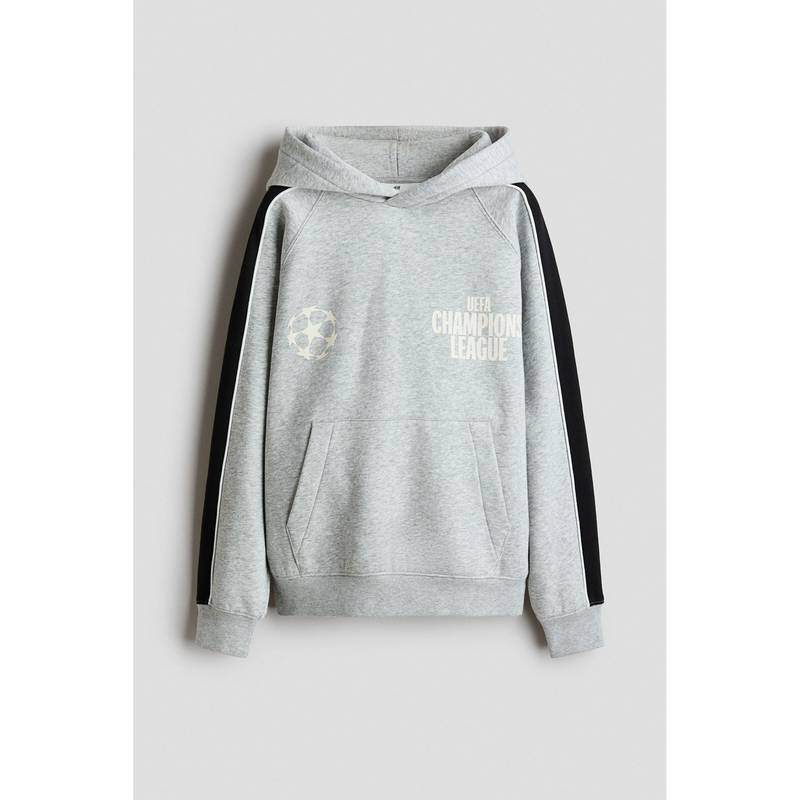 H&M Boys Grey Printed Brushed-Inside Hoodie (8-10 Years)