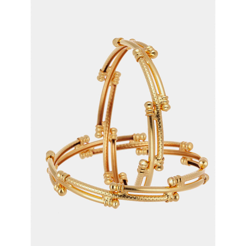 ZENEME Gold-Plated Intricate Design Brass Bangles for Women (2.4)