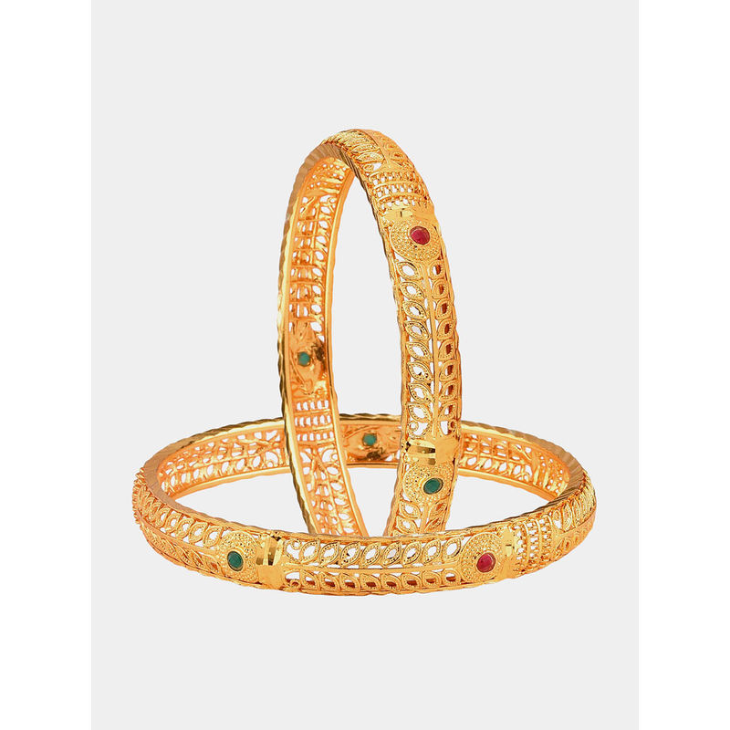 ZENEME Gold Plated CZ Studded Bangles for Women (Pack of 4) (2.6)