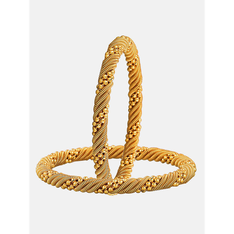 Zeneme Gold Plated Twisted Bangles for Women