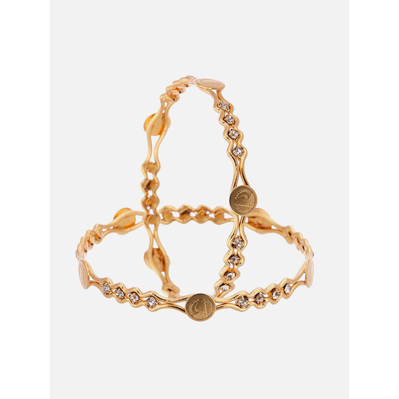 ZENEME Gold Plated CZ Studded Bangles for Women (2.4)