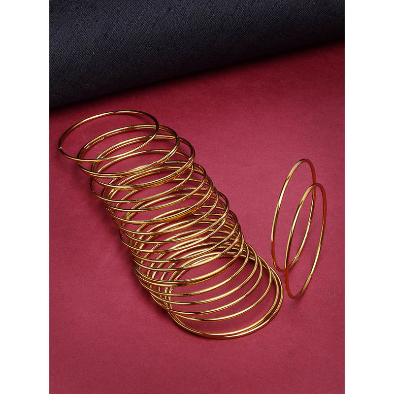 ZENEME Gold-Plated Oxidised Minimal Bangles for Women (Pack of 24) (2.8)
