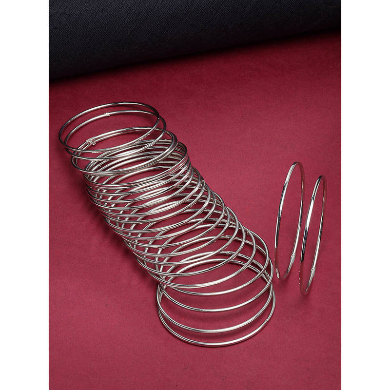 ZENEME Silver Plated Oxidised Minimal Bangles for Women (Pack of 24) (2.8)