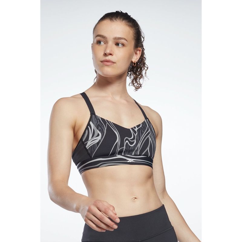 Reebok Womens Training Lux Strappy Sports Bra Nature Grown Print (S)
