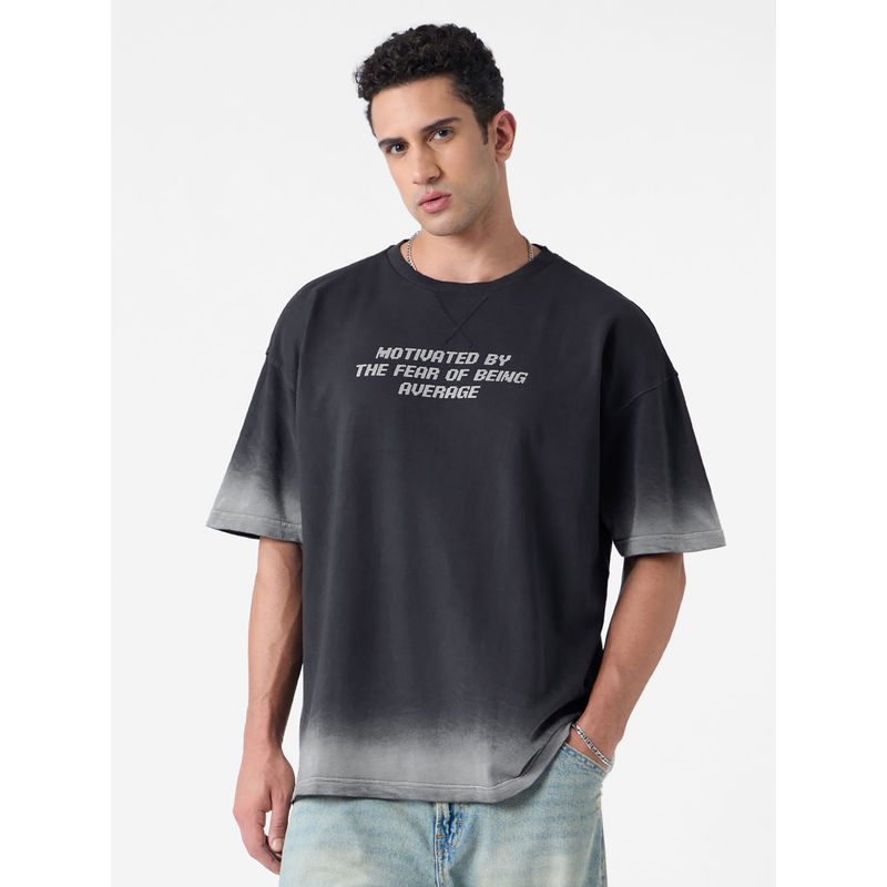 The Souled Store Originals Oversized T-Shirt: Motivation Men Oversized Black T-shirt (L)