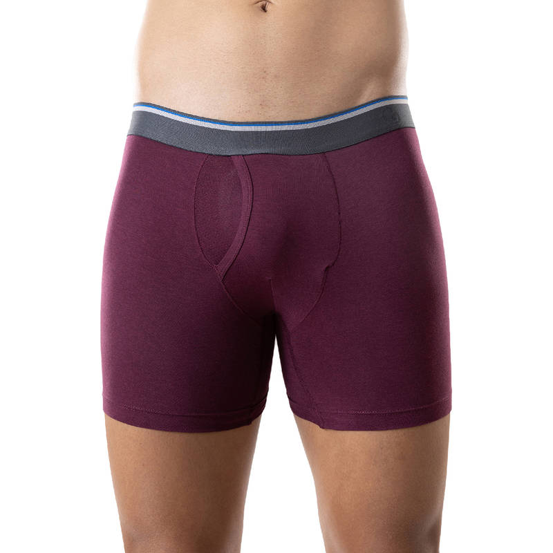 GLOOT Anti Odor Cotton Tencel Cooling Boxer Brief-GLI003-Plum (M)