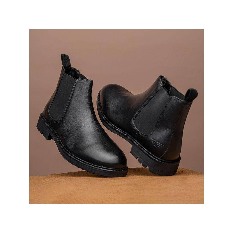 Red Tape Men Solid Black Chelsea Boots (UK 7)