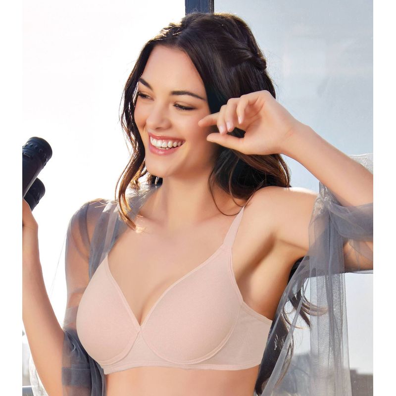 Enamor A039 Perfect Coverage T-Shirt Bra - Supima Cotton Padded Wirefree Medium Coverage - Pearl