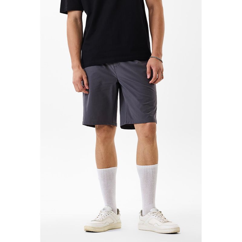Snitch Grey Solid Regular Fit Shorts (28)