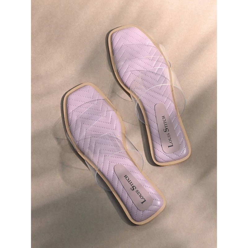 Louis Stitch Women Purple Silicone Strap Lightweight Flats (UK 3)