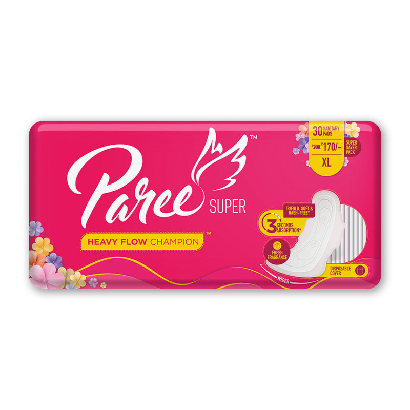 Paree Super Soft & Rash Free 30 Sanitary Pads For Heavy Flow XL (Tri