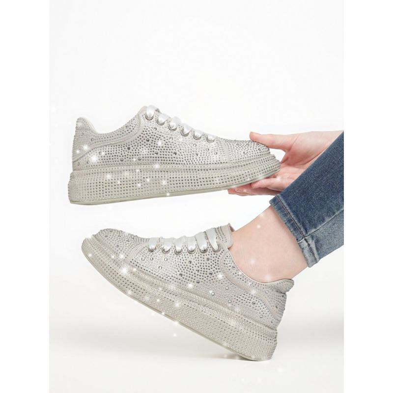 Truffle Collection Beige Embellished Sneakers (UK 6)