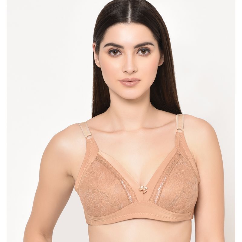 Da Intimo Lace Self Design Bra - Nude (44B)