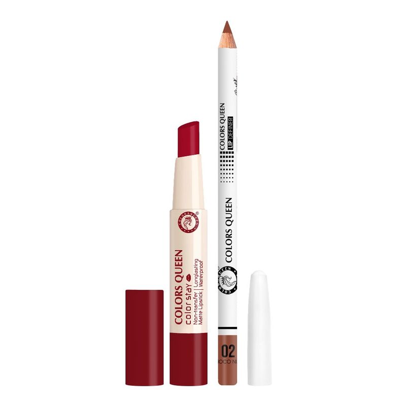 Colors Queen Color Stay Matte Lipstick With Lip Liner - Set 1